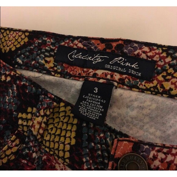 Multi colored lizard print jeans. Juniors size 3 - Picture 2 of 4